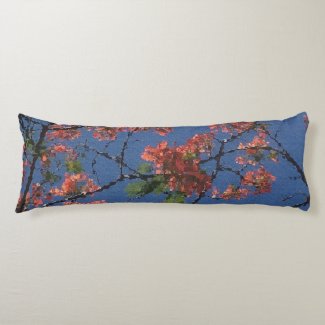 Floral Fabric, Blue Body Pillow