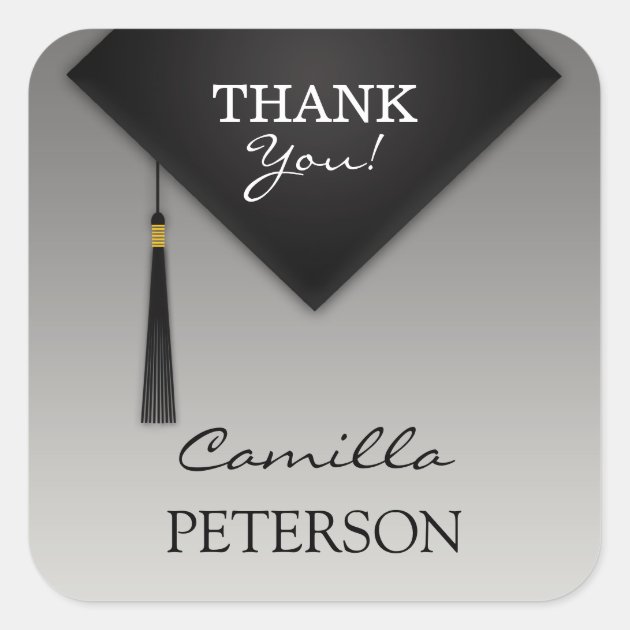 Thank You Graduation Black Hat Tassel Sticker