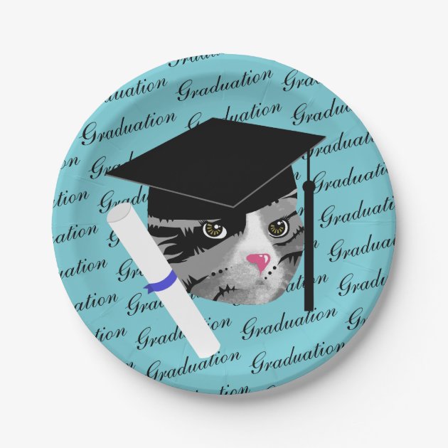 Graduation Cat Paper Plate