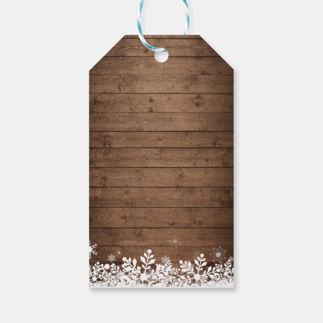 Merry Christmas Rustic String Lights Snowflakes Gift Tags