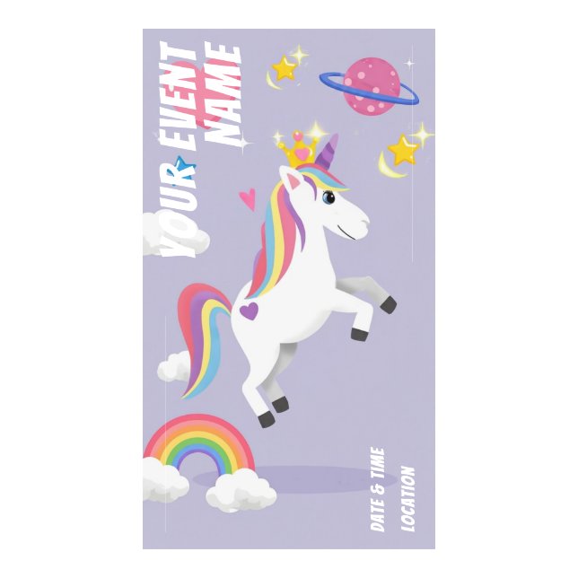 Magical Rainbow Unicorn Kids Party Digital Templates (Front)