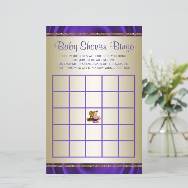 Purple Baby Shower Bingo Girl Baby Shower Games