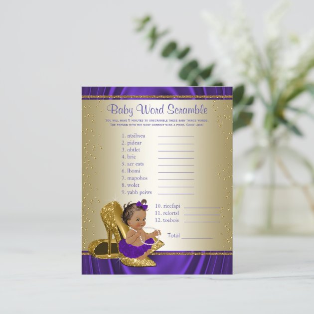 Purple And Gold Ethnic Girl Baby Shower Games