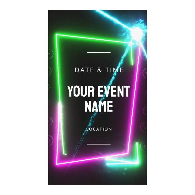 Laser tag neon arcade birthday digital templates (Front)