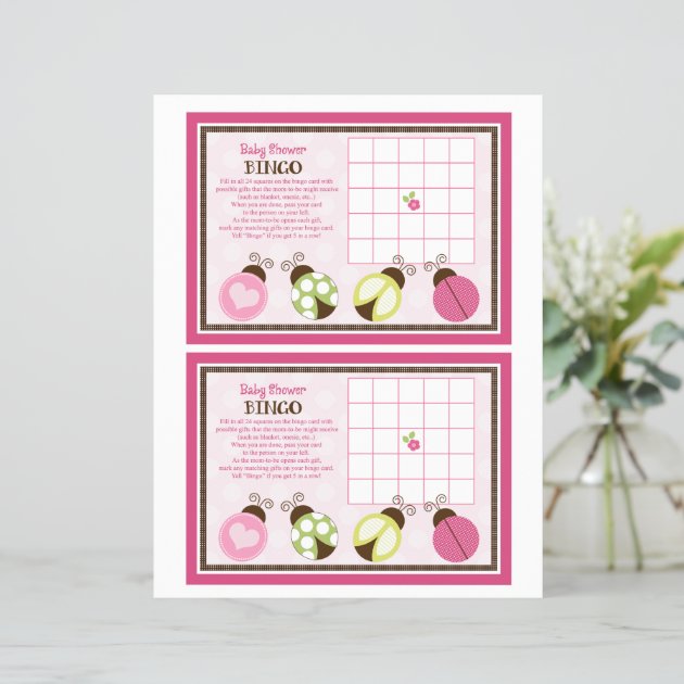 Pretty Ladybugs "Baby Shower Bingo" Sheet
