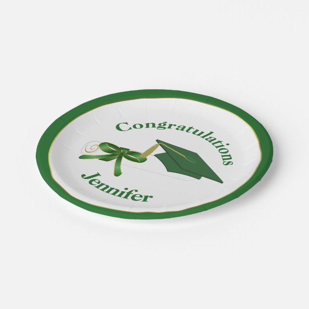 Green Graduation Party Paper Plate