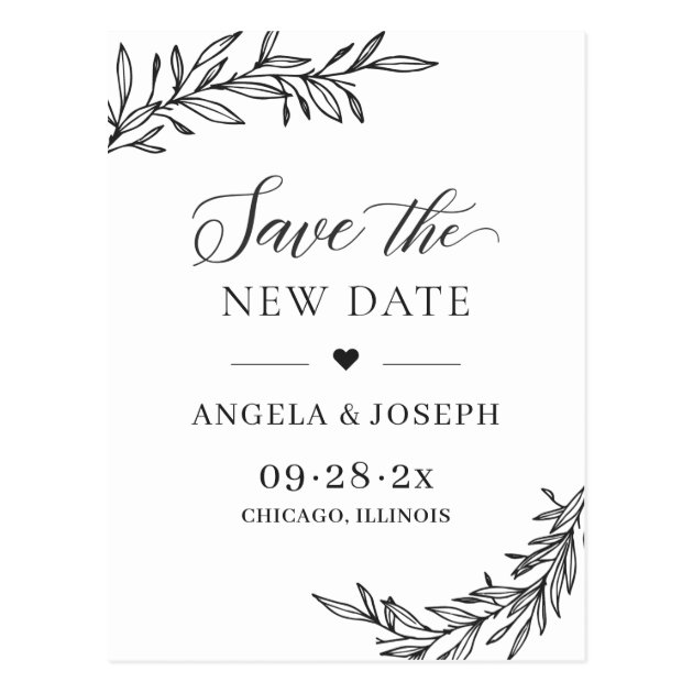 Save the New Date Change of Plan Wedding Postponed Postcard
