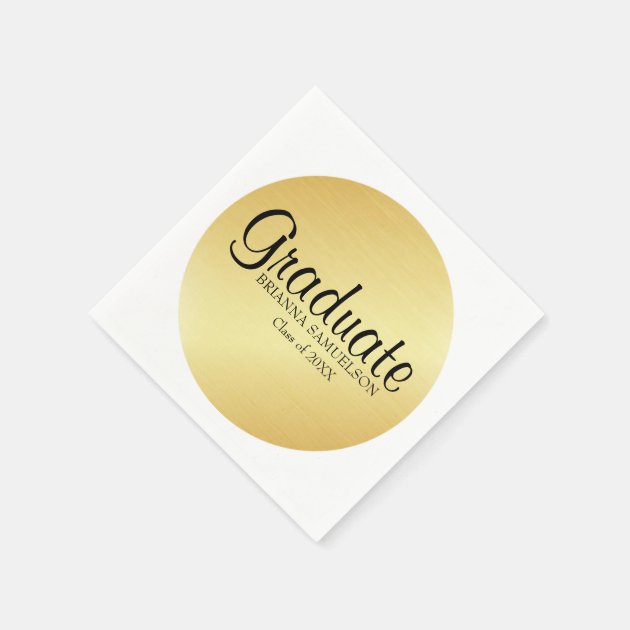 Gold Graduation Paper Napkin With Black Text