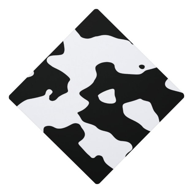 Cow Pattern Black And White Graduation Cap Topper