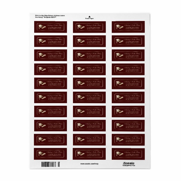 Classy Maroon And Gold Graduate Address Labels
