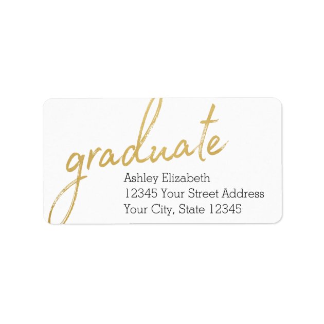 Gold Graduate Modern Graduation Return Address Label
