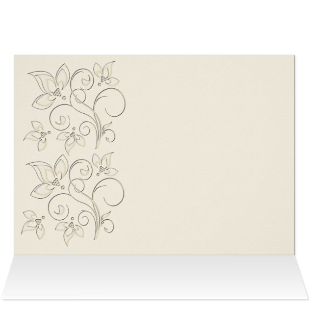 Ivory And Black Floral Thank You Card