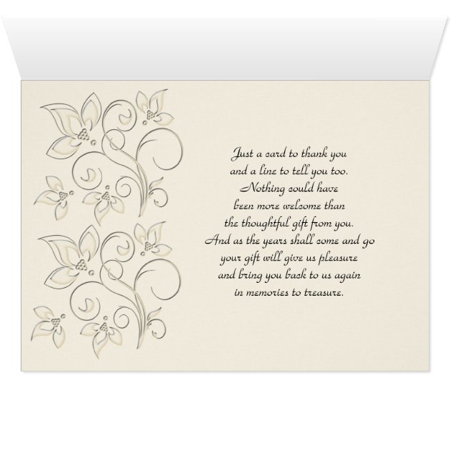Ivory And Black Floral Thank You Card
