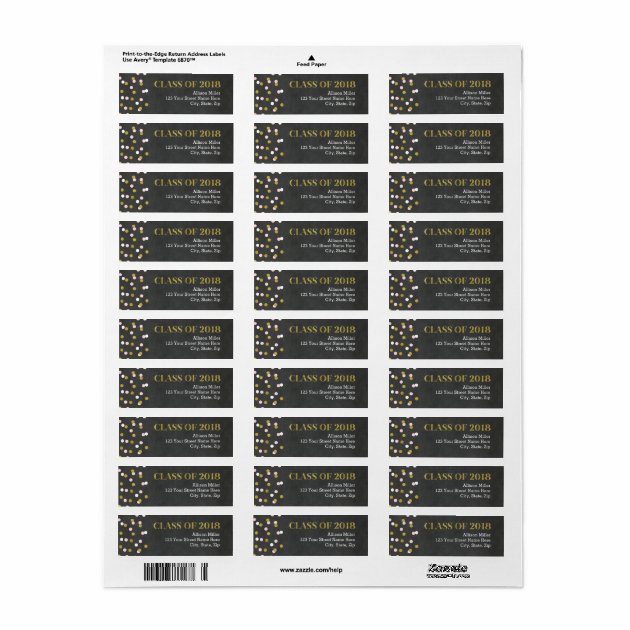 Class Of 2018 Chalkboard Gold Pink Address Labels