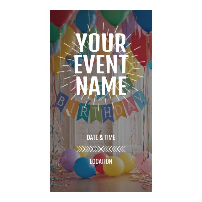 Birthday Banner and Balloon Party Celebration Digital Templates (Front)
