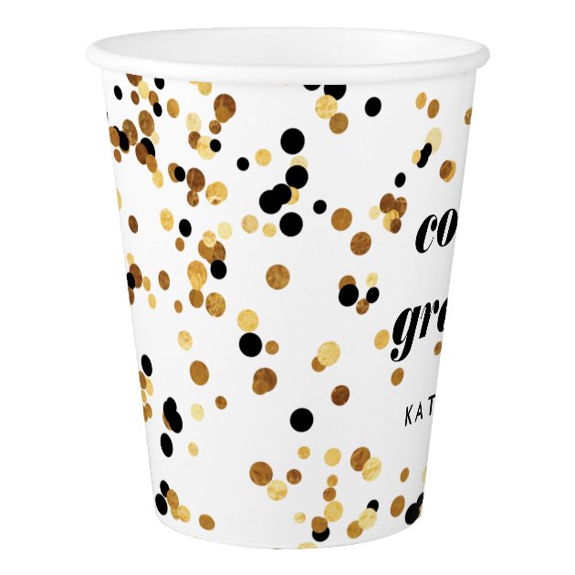 Modern Gold Confetti Personalized Party Cup
