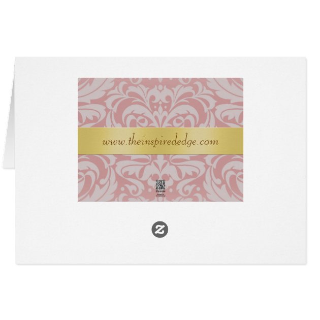 Elegant Gold Monogram Pink Damask Thank You Card