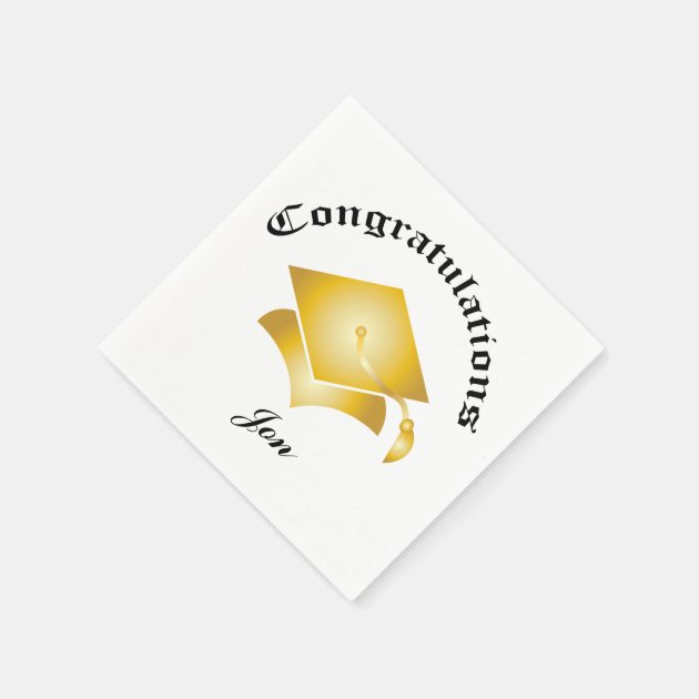 Customizable Congrats Graduation Napkins - Gold