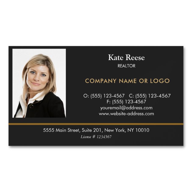 Add Photo Insert Real Estate Professional Business Card Magnet (front side)