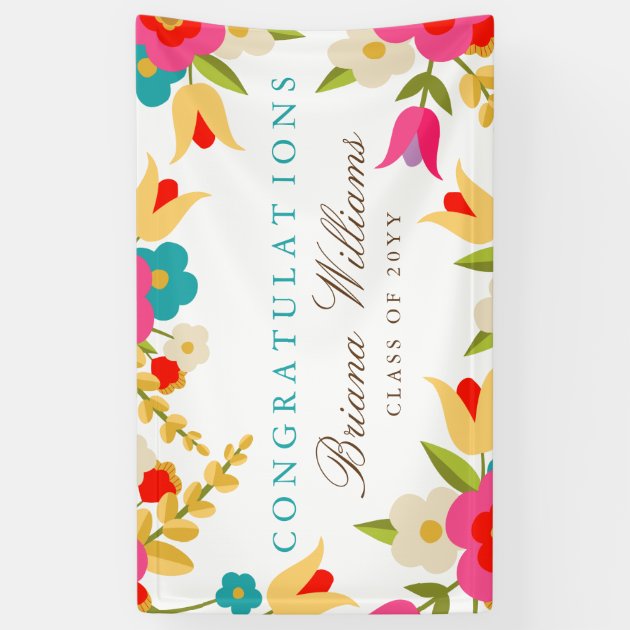 Country Flowers Graduation Banner