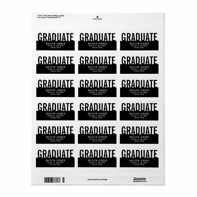 Modern Graduate Typography Black And White Chic Label