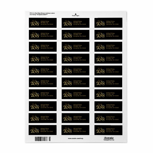 Funky Black And Gold Class Of 2018 Graduation Label