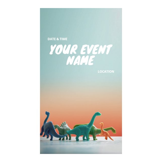 Cute dinosaur figures birthday invite digital templates (Front)