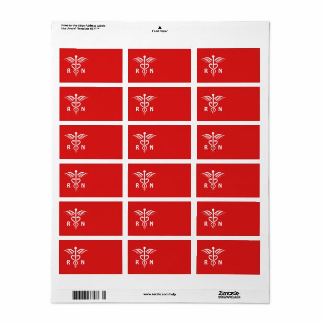 Registered Nurse RN Caduceus Symbol On Red Blank Label