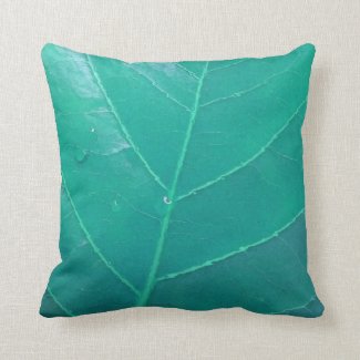 Aqua Leaf Throw Pillow