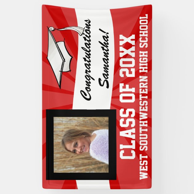 Red/White Custom Photo Graduation Sign