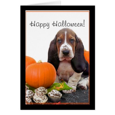 Happy Halloween Basset Hound greeting card