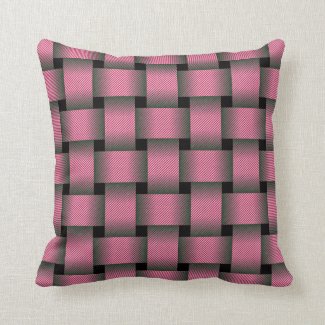 Striped Pink Basket Weave Throw Pillow