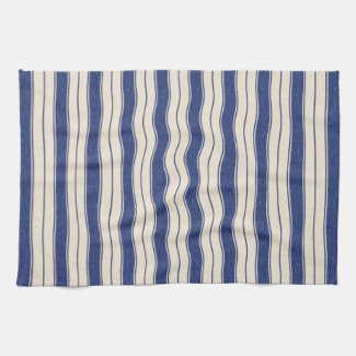 Wavy Blue and White Stripes Towel