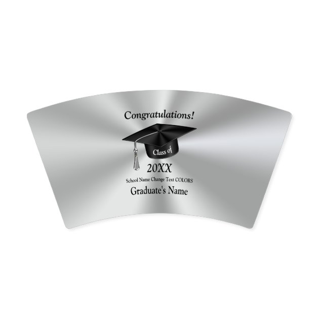 Silver Black Personalized Graduation Paper Cups