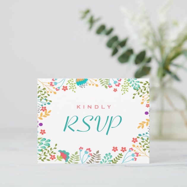 Modern Chic Floral RSVP Response Invitation Postcard
