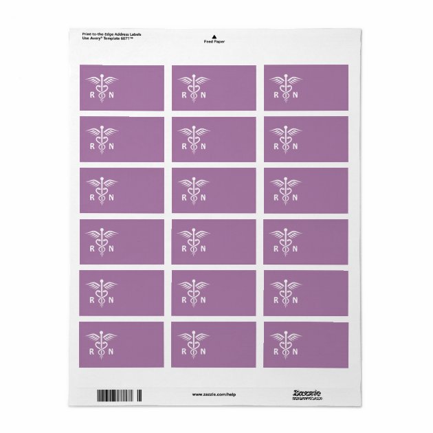 Registered Nurse RN Caduceus Symbol Purple Blank Label