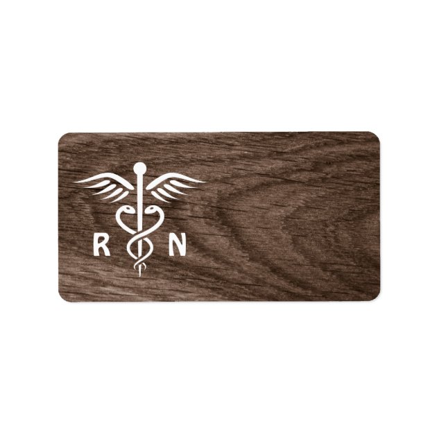 Registered Nurse RN Caduceus Symbol On Wood Blank Label
