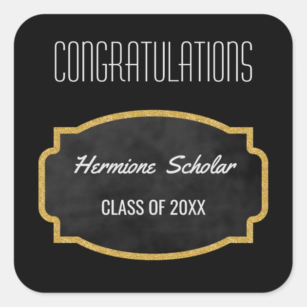 Gold Glitter Graduation Party Favor | Class Of Square Sticker