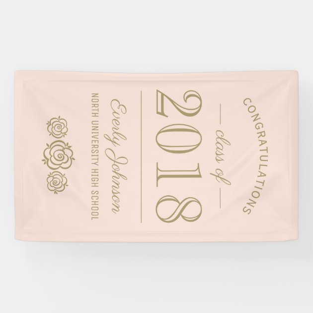 Graduation Class Of 2018 | Blush Pink And Gold Banner