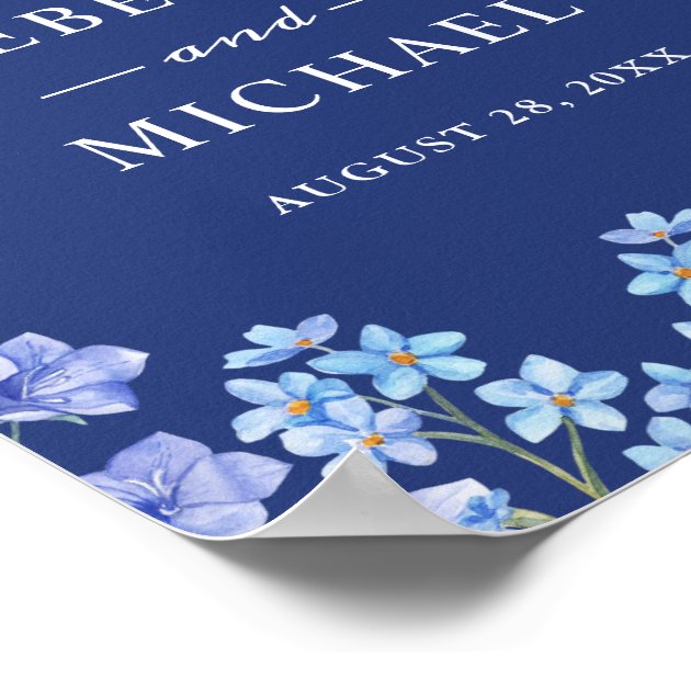 Forget Me Nots Blue Flowers Wedding Welcome Sign