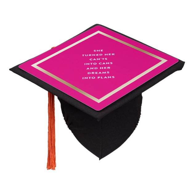 Dreams Into Plans In Pink Graduation Cap Topper