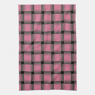 Striped Pink Basket Weave Towels