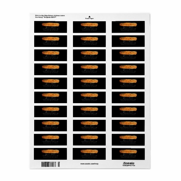 Sparkly Glitter Black Orange Peach Return Adress Label