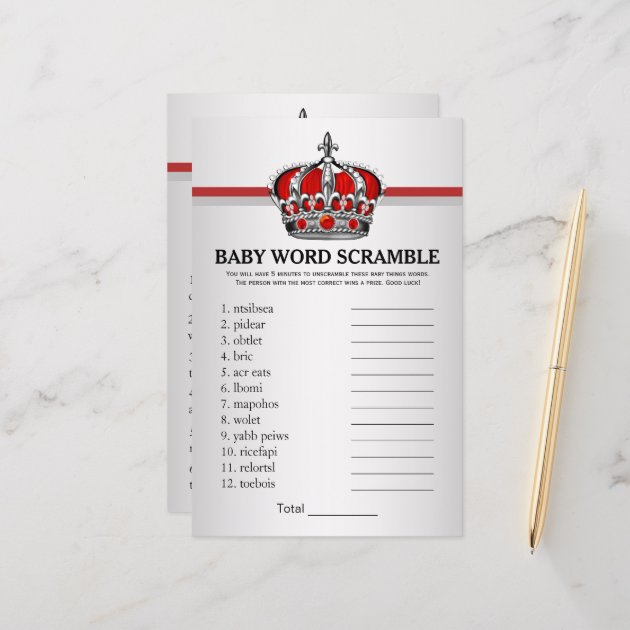 Red Prince Baby Shower Games