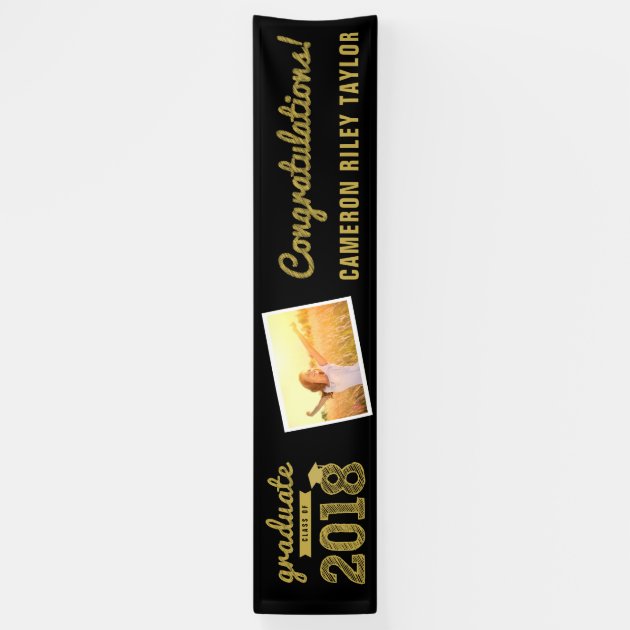 Gold Sketch 2018 Photo Graduation Party Banner