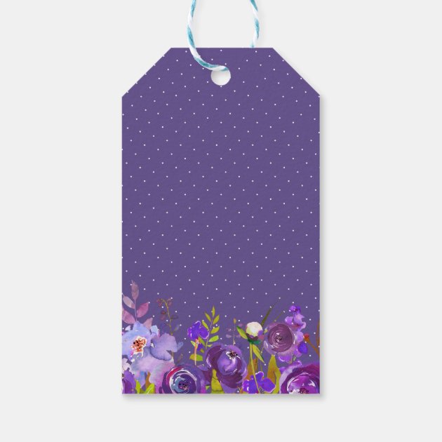 Violet Purple Floral Wedding Favor Thank You Gift Tags