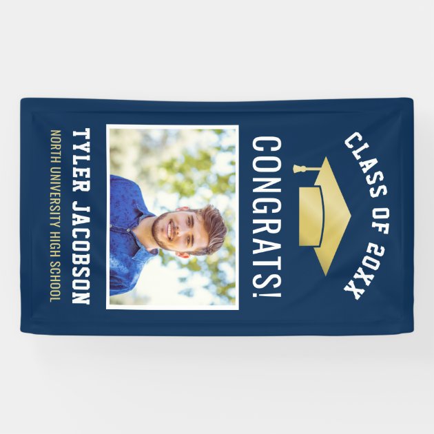 Graduation Party Class Of 2018 | Navy And Gold Banner
