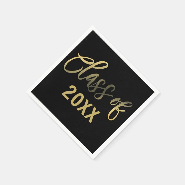 Black Gold Graduation Year Party Paper Napkin