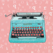 Blue Typewriter on Pink Mousepad | Zazzle.com