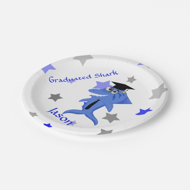 Graduation Funny Shark Paper Plate